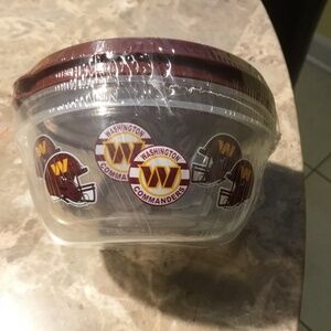 2 NFL Washington Commanders plastic snack bowls with lids